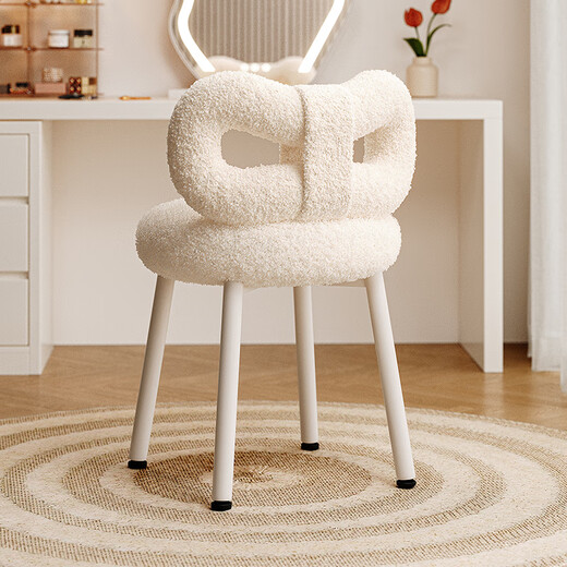 Zhongtao makeup stool makeup chair internet celebrity model sherpa dressing stool home bedroom dressing table chair manicure stool dining chair girl's romance* sherpa cloud white