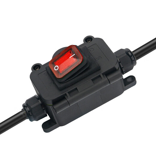 Tianshili double-ended outlet high-power DC power supply illuminated push button switch with outdoor junction box waterproof boat-shaped switch, one open red illuminated single hole (220V), over-the-wire 5-8MM 16A