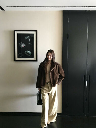 Coolnaro lazy imitation mink fur coat for women 2025 short mink coat autumn and winter young style fur integrated chestnut brown L