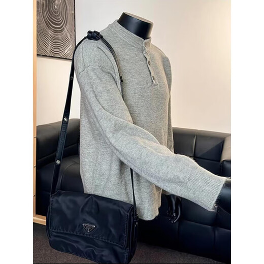 Youruike Douyin large size cleanfit Henry collar sweater for men in autumn and winter lazy American retro thickened knitted bottoming shirt black black 2XL 150-165Jin Jin is equal to 0.5 kg