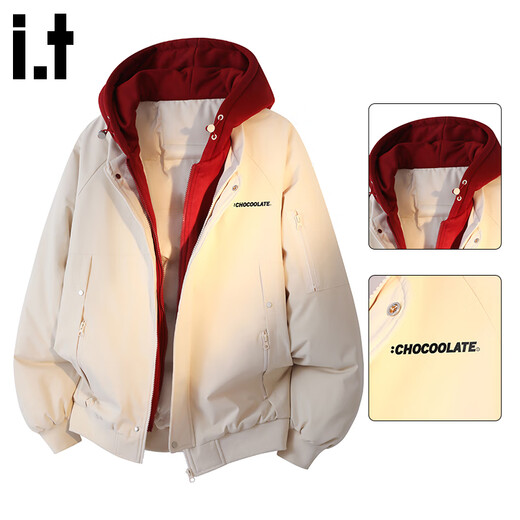CHOCOOLATEit fake two-piece hooded cotton jacket for men in winter new cold-proof warm cotton jacket loose jacket Mi Xing XL