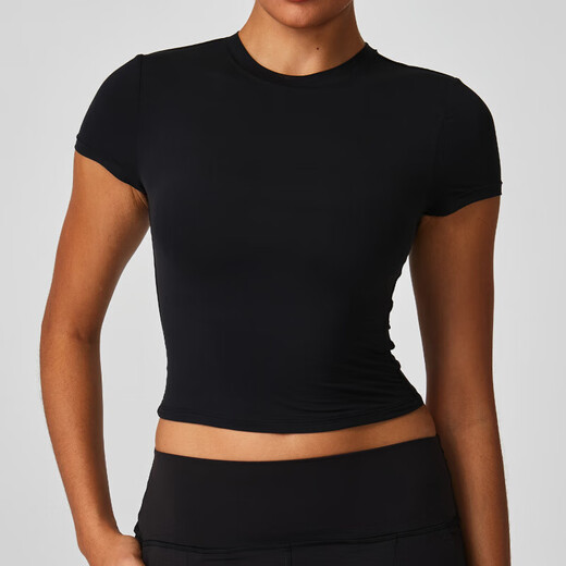 High elastic slim casual versatile T-shirt women's sports yoga fitness top short yoga wear Pilates short sleeves Albumin S