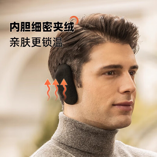 Sherundo Warm Earmuffs Men's Winter Polar Fleece Winter Single-Ear Earmuffs Men's Split Ear Bags Seamless Earmuffs Earmuffs Independent Black (Pair) Large Size