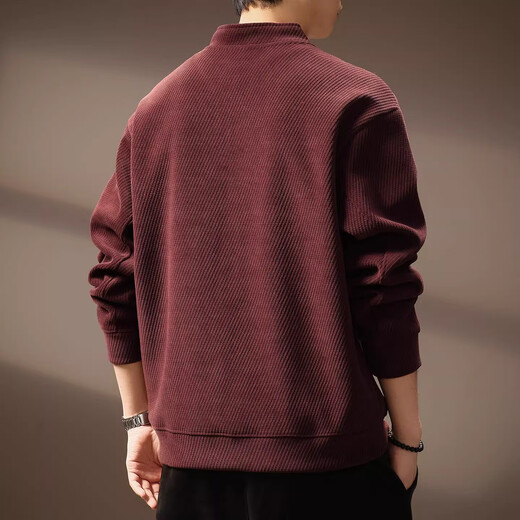 KAZUKI KURAISHI Kazuki Kuraishi Year of the Horse, Benmingnian, high-end texture heavy sweatshirt for men, autumn and winter casual loose half-zip top, maroon XL 140-160Jin Jin is equal to 0.5 kg