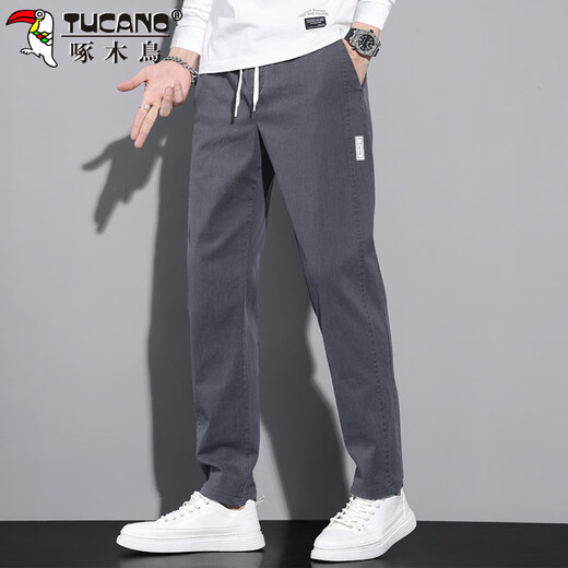Woodpecker (TUCANO) pants men's autumn and winter straight casual pants men's loose sports trend versatile trousers dark gray 32