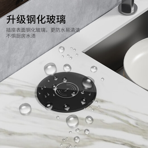 Island lift socket desktop table top plug hidden power terminal board wireless charging hydraulic type four positions five holes hydraulic type gray