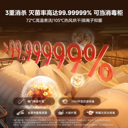 Hualing Magic Machine Vie8 Max produced by Midea, 15 sets of dishwashers under the stove, 55kPa water pressure, one-touch washing and drying, first-class water efficiency, 105 hot air drying, same style as in stores