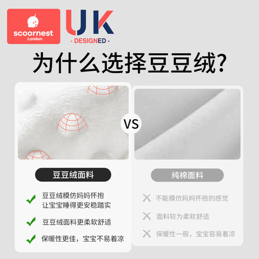 Scoornest Baby Sleeping Bag Legs Constant Temperature Baby Anti-jump Spring Autumn and Winter Beanie Velvet Children's Anti-Kick Quilt Intelligent Constant Temperature & Beanie Velvet Soothing Spring and Autumn Double Layer Room Temperature 20-26 Sweet S Size Suitable for Height 55-73cm Recommended Age 0-9 Months