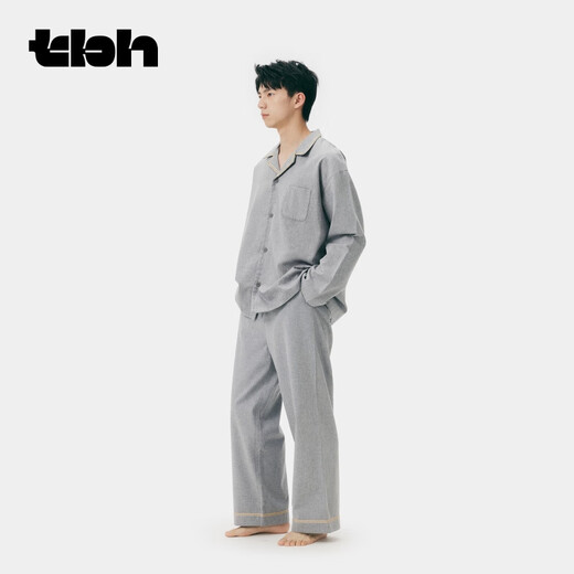 Brutalist Home Australian Wool Cotton Picture Frame Home Clothes Set Can Be Weared as Couple Pajamas in Winter Australian Wool Cotton Picture Frame Home Clothes Set_Hemp Gray M