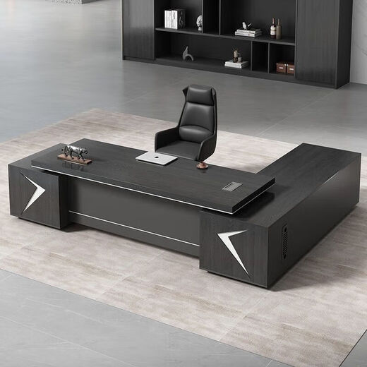 Boss desk office desk and chair combination supervisor desk executive desk new Chinese style office furniture simple manager desk president desk including installation 1.8 meters thickened table + single side cabinet