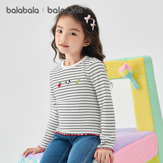 Bala BalaOne children's t-shirt men's and women's long-sleeved tops bottoming shirt 2025 autumn stretch cute 208325100201