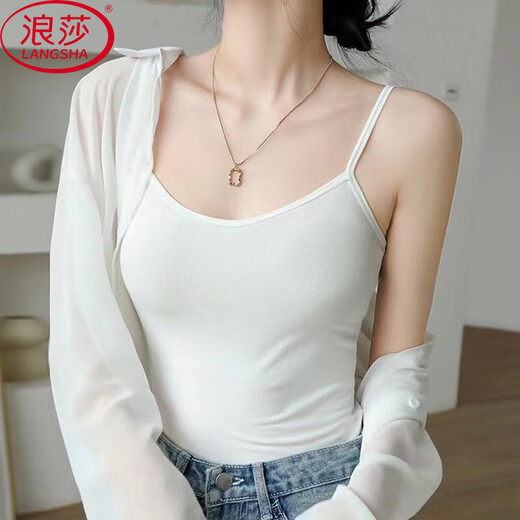 LangSha Modal Small Suspension Inner and Outerwear Vest Women's Bottoming Student Sleeveless Vest Women Black XL