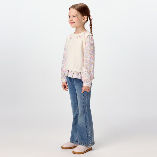 PawinPaw shopping mall same style cartoon bear children's clothing 25 years new autumn and winter new girls fake two-piece shirt Mix mixed color/99 120