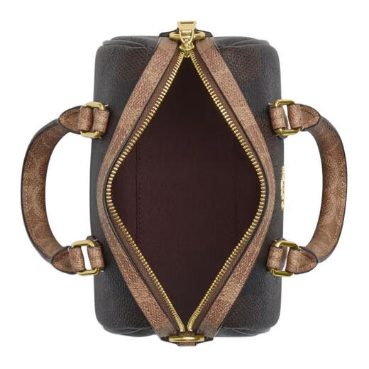 COACH Rowan 18 top zipper closure leather shoulder crossbody handbag mini women's brown gift box (basic + yellow gift box)