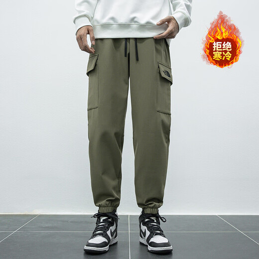 DYNAMIC NORTH original single tail goods plus velvet thickening overalls for men and women same style sports winter warm youth cuffed pants 23655 gray 2XL recommended 160-180Jin Jin equals 0.5 kg