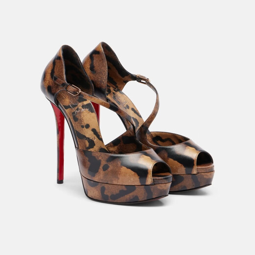 Christian Louboutin New Year's Gift Autumn and Winter New Products Women's Leather Platform High Heels P01082469 Brown 37 CN 37