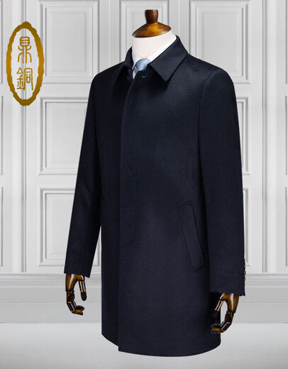 Ding bronze manteau masculin mi-longueur de couleur unie de couleur unie à couleurs de couleur masculine de la laine de laine d'âge moyen manteau masculin en laine de laine de jeunesse masculine de style coréen coréen coaguler masculin manteau cachemire cachemire des vêtements d'hiver masculins bleu marine 80337-79 190