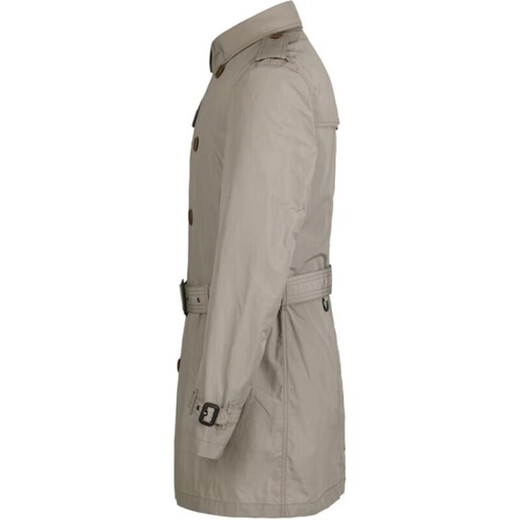 BURBERRY solid color double-breasted lapel long-sleeved mid-length windbreaker for men, light brown M