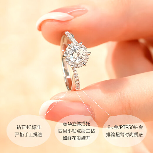 Dazhijia cultured diamond platinum ring Ionia twist arm claw 1 carat diamond ring as a proposal gift for girlfriend NGTC certificate