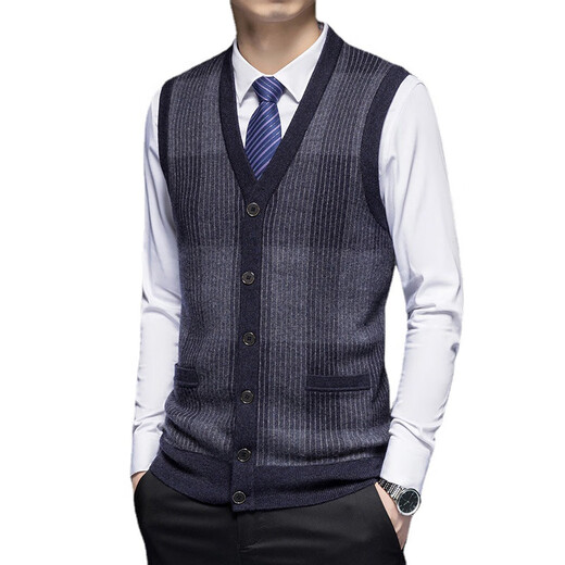 Ordo Cashmere Vest Men's Thickened Wool Sweater Warm Sleeveless Dad's Clothing Middle-aged and Elderly Clothes Sweater Armor Men Black Gray 2XL 120