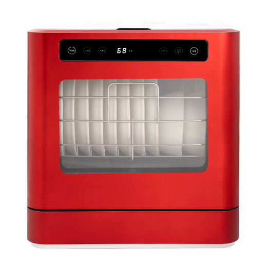 Little Sun Dishwasher for 8 people, fully automatic bench-mounted dual-purpose, small mini multi-functional disinfection and drying, upper and lower double spray, bench-mounted dual-purpose, red - high configuration
