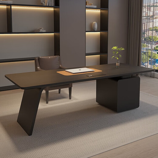 Italian minimalist solid wood desk home living room study desk simple light luxury boss high-end computer desk smoked wood desk/smart power strip 240*80*75cm