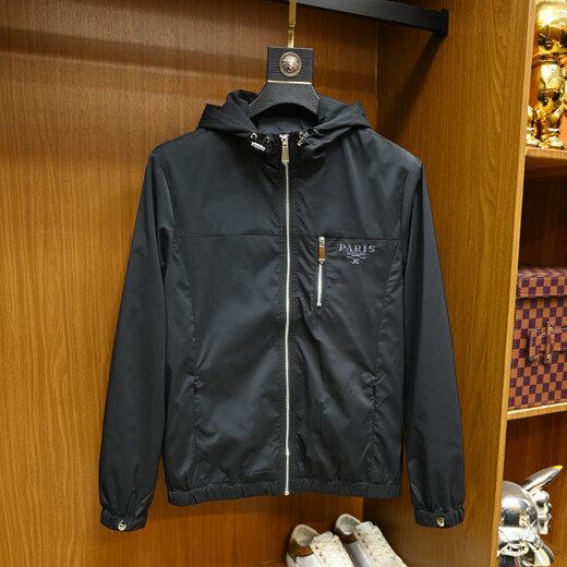 Barbouria Light Luxury 2025 Spring and Autumn New Jacket Men's European Station Fashion Brand Li Slim Windproof Hooded Jacket Men Black 2XL