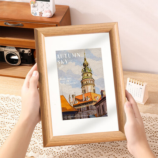 Cuttlefish 8-inch simple photo frame, wood-colored photo frame, wall-mounted photo frame, framed wedding photo wall, New Year gift