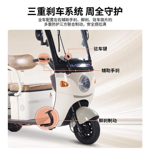Phoenix Fengya electric tricycle household electric motorcycle adult electric vehicle small tricycle electric vehicle with shed Chaowei battery 600W+60V24A black gold + battery life about 50 kilometers