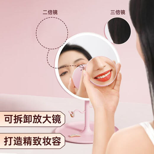 Led round makeup mirror with light desktop ins home makeup mirror student dormitory office internet celebrity luminous mirror fast charge one-size-fits-all