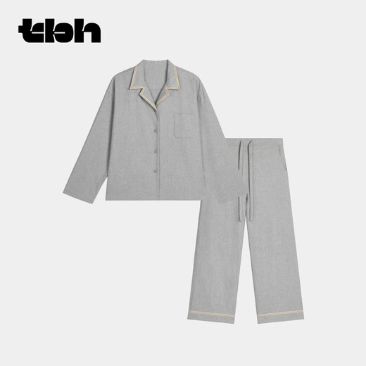 Brutalist Home Australian Wool Cotton Picture Frame Home Clothes Set Can Be Weared as Couple Pajamas in Winter Australian Wool Cotton Picture Frame Home Clothes Set_Hemp Gray M