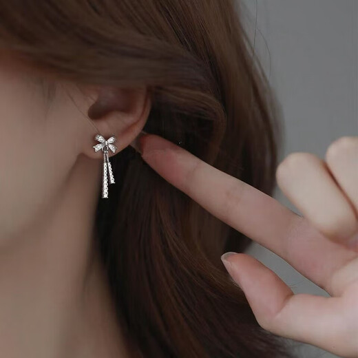 PT950 Platinum Earrings Bow Earrings Women 2025 New Style Platinum Earrings Earrings Chow Tai Fook Platinum Full Diamond Bow Earrings