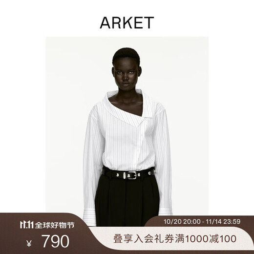 ARKET women's pure cotton long-sleeved asymmetrical shirt white autumn new style 1303565001 white XXS 155/76A 32