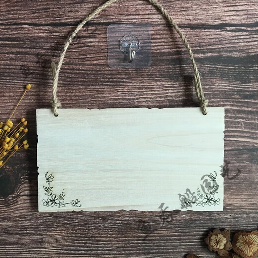 Blanko-Hängeetikett aus massivem Holz, maßgeschneidertes Hängeetikett, kann handgeschrieben und bemalt werden, bemaltes Schild und Schriftzug, kleines Holzschild, individuell geschnitztes Türschild aus Holz, breit, 30 x 15 cm, C-Stil