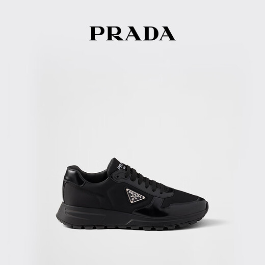 PRADA/Prada Gift Men's PRAX 01 Regenerated Nylon Glossy Leather Sneakers Black 40.5 (6.5)