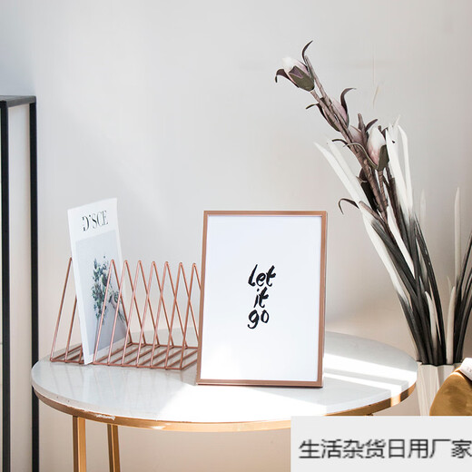 Impression Space Aluminum Alloy Small Photo Frame 6-inch Horizontal and Vertical Simple Children's Wedding Photo Easel 6-inch Table Setting Inner Diameter 10.2*15.2 Bright Purple Gold