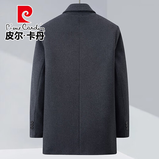 Pierre Cardin flagship store removable down liner double-sided woolen coat men's business casual middle-aged dad jacket men gray (removable down liner) XL /180