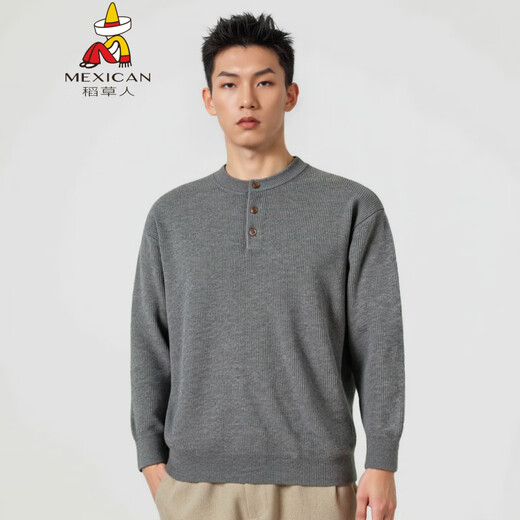 Scarecrow 2025 Autumn and Winter New Old Money Style Henry Collar Pullover Sweater Men's Loose Casual Solid Color Top Chinese Red S (100-130Jin Jin equals 0.5kg)