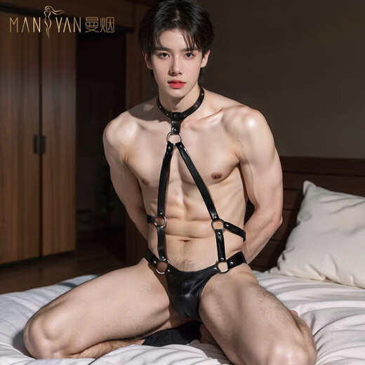Manyan role-playing sexy pajamas for men, special temptation intercourse thong, three-point breast-exposing couple stimulation uniform, A same style for men and women, going out and dating, bed shirt, no need to take off sexy clothes