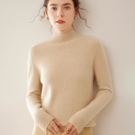 Ordo City Cashmere Sweater Women's 2025 Autumn and Winter New Thick Solid Color Warm Sweater Cashmere Knitted Bottoming Sweater Gao Yatuo S 80-100Jin Jin is equal to 0.5 kg