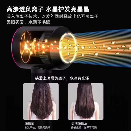 Lefensheng National 3C Certification丨5 billion negative ions for hair care High-speed leafless hair dryer household silent negative ions high power does not hurt hair in strong winds Huaqiangbei hair dryer bright purple-single nozzle 5 billion moisturizing negative ions丨constant temperature hair care and quick drying 2025 new style丨top version gift box丨10-year warranty only replacement but not repair
