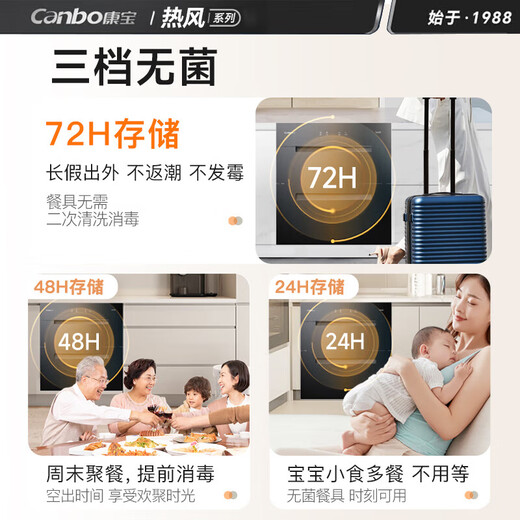 Herbalife 135L Yufeng Panshi huge 304 stainless steel disinfection cabinet embedded household mother and baby two-star hot air disinfection cupboard two-star 120L full 304 three-door three-layer ER630 upgraded model