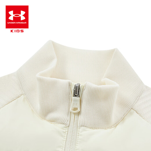 UNDER ARMOUR安德玛童装男女童立领百搭运动风轻薄羽绒服中性大童保暖短款外套 奶油白 170