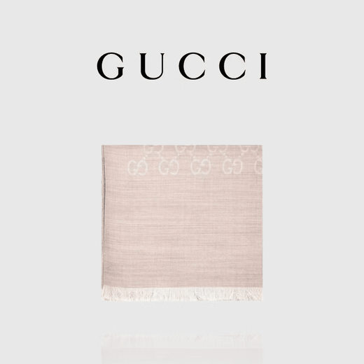 Gucci (GUCCI) double G double-sided woven floral tassel shawl wool scarf couple model light khaki light luxury 165904 light khaki