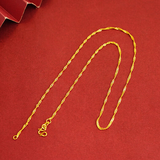 Junliangsha gold necklace for women 18k color gold plated without pendant new gold plated chain lanyard plain chain gold 925 color gold chain head X2137 single water wave chain free counter gift box
