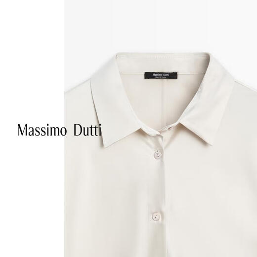 Massimo Dutti Autumn and Winter New Product 2025 Women's French Elegant Quiet Luxury Style High-Quality Bat Sleeve Satin Shirt 05152952 Silver XS (165/84A)
