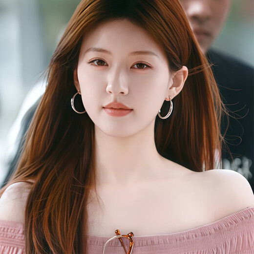 Core luxury Zhao Lusi same style earrings for women silver earrings 2025 new high-end simple temperament earrings large hoop earrings hoop earrings 30mm (price for two)