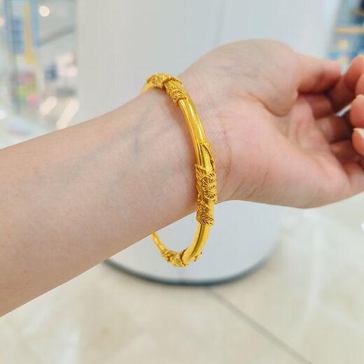 Genuine gold shop 18K gold bracelet for women 18K London gold cherry blossom push-pull bracelet for mom and wife holiday gift Sakura bracelet