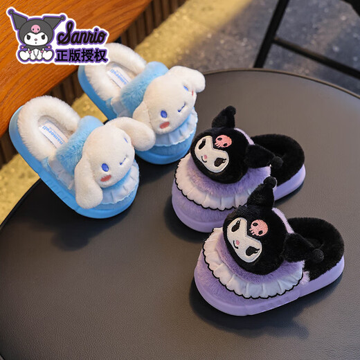 2025 new Sanrio winter girls' cotton slippers, warm and velvet Kuromi parent-child home children's cotton slippers, upgraded version of environmentally friendly material pink Melody slippers, size 12 28/29 (shoe inner length 17CM, suitable for feet 16