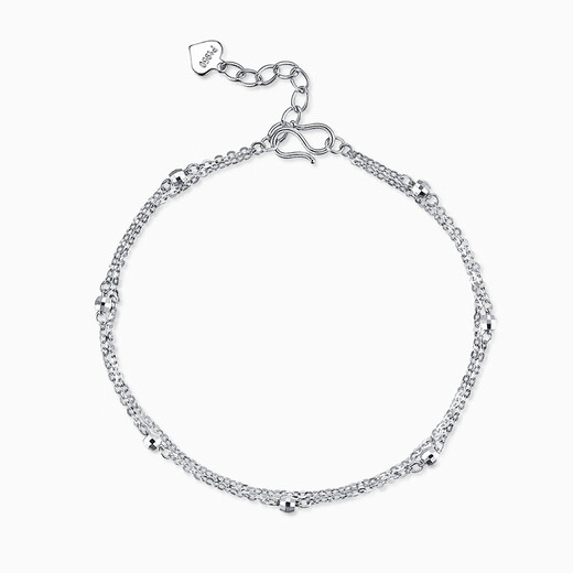 Pt.Charm platinum bracelet adjustable women's round bead bracelet birthday gift pt950 platinum double-layer hand ornaments Chinese Valentine's Day gift in stock 3.3-3.4 grams, about 16 cm long